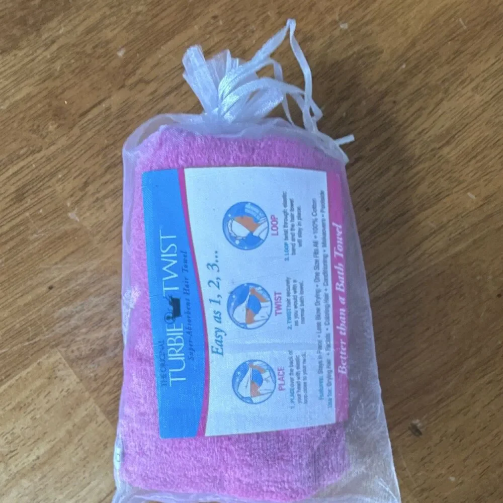 Turbie Twist Super Absorbent 100% Cotton Hair Towel, Pink One Size